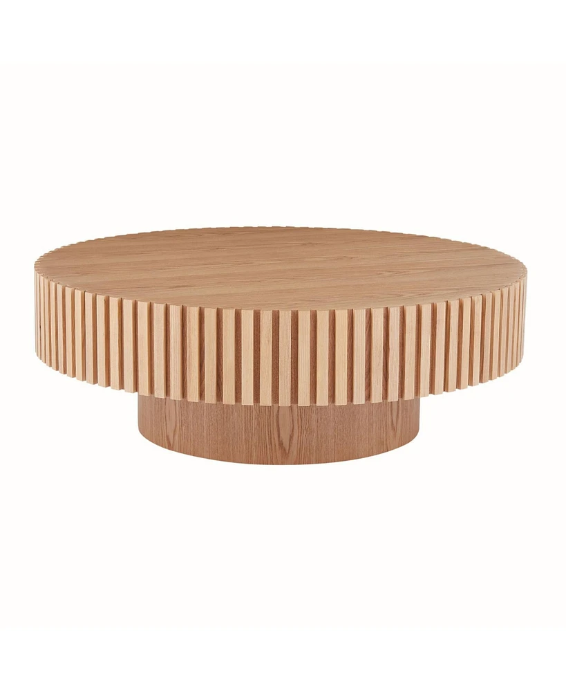 35" Modern Round Wood Coffee Table