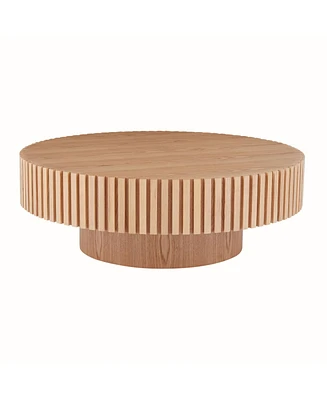 35" Modern Round Wood Coffee Table