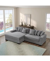 Luxury Corduroy Sectional Sofa with Convertible Chaise