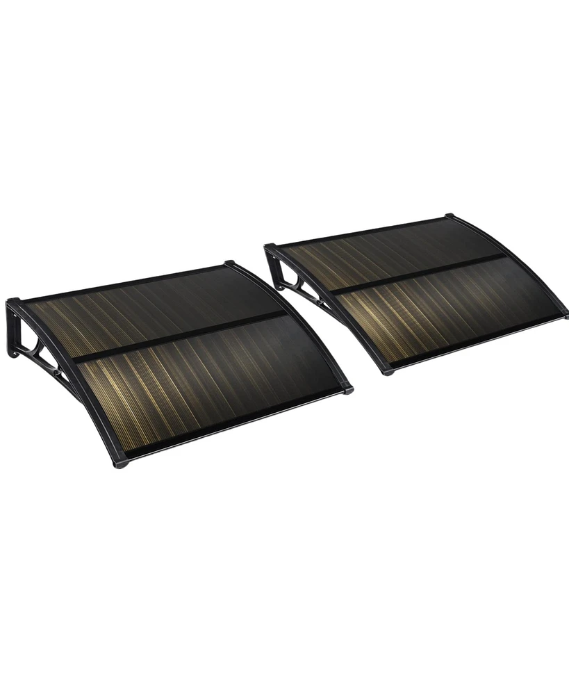 Yescom 2Pcs 39"X29" Window Awning Door Canopy Polycarbonate Anti-UV30+ Cover Outdoor Rain Snow Protection Patio Brown