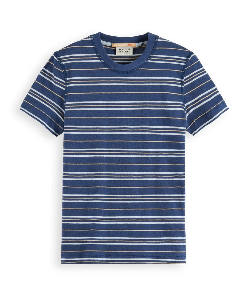 Scotch & Soda Little and Big Boys Yarn Dyed Linen Blend Striped T-Shirt