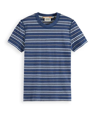 Scotch & Soda Little and Big Boys Yarn Dyed Linen Blend Striped T-Shirt