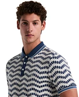 Original Penguin Men's Slim Fit Short Sleeve Zig Zag Textured Polo Shirt