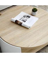 31" Round Coffee Table with Storage Shelf