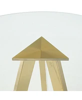 Green Velvet Bar Chairs with Glass Top and Gold Legs (Set of 3)