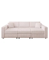 U-Shaped 6-Person Sofa with Ottoman, Light Pink, Modular Furniture