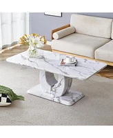 Modern Grey Marble Sticker Coffee Table for a Tranquil Home