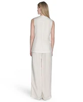 Calvin Klein Womens Button Front Vest Wide Leg Pants