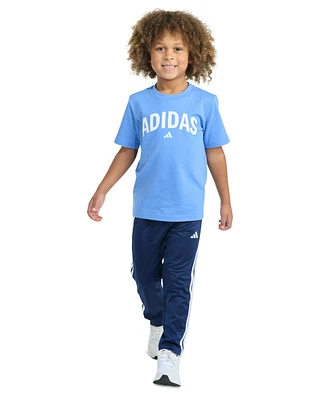 adidas Toddler & Little Boys Short Sleeve T-Shirt Tricot Pant Set