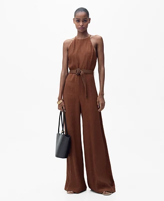 Mango Women's Belted Halter-Neck Jumpsuit