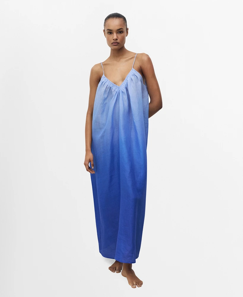 Mango Women's Degraded Effect Ramie Nightdress