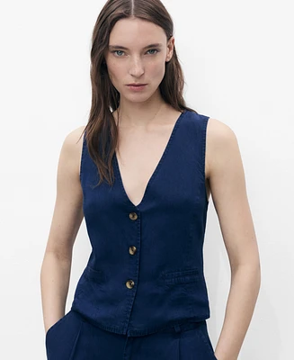 Mango Women's Denim-Effect Lyocell Vest