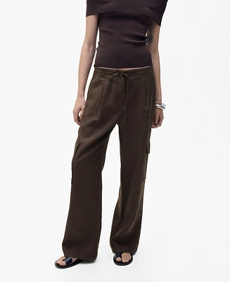 Mango Women's Linen Cargo Pants