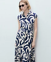 Mango Women's Belt Printed Shirt Dress