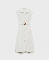 Mango Women's Belt Embroidered Shirt Dress