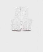 Mango Women's Bows Detail Embroidered Cotton Vest