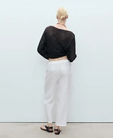Mango Women's Straight Linen-Blend Pants