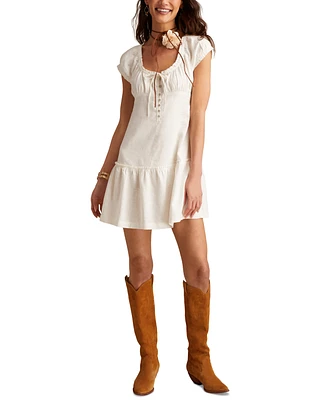 Lucky Brand Women's Tie-Neck Short-Sleeve Market Mini Dress