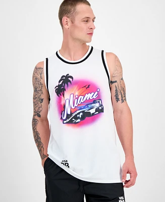 Hugo by Boss Men's Miami Drapes Slim Fit Textured Graphic Tank