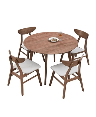 Round Wooden Dining Table for Four