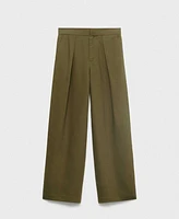 Mango Women's Linen-Blend Straight-Fit Pants