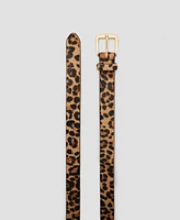 Mango Women's Leopard Leather Belt
