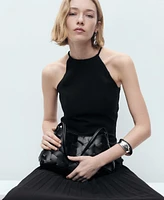 Mango Women's Combined Fabric A-Line Dress