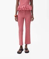 Mango Women's Gingham-Check Cropped Pants