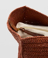 Mango Women's Natural Fiber Double-Handle Shopping Bag