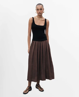 Mango Women's Combined Fabric A-Line Dress