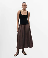 Mango Women's Combined Fabric A-Line Dress