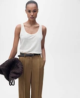 Mango Women's Linen-Blend Pleated Pants
