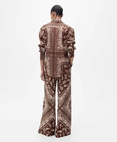 Mango Women's Wide Leg Paisley Pants
