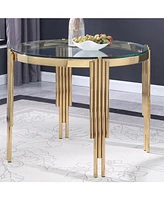 38.6" Glass Dining Table with Gold Legs