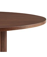 47" Walnut Veneer Dining Table for 4, Farmhouse Style, Wood Base