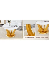Elegant 47" Snow Mountain Dining Table Set with 4 Black Pu Chairs