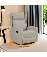 Rocking Swivel Recliner Chair for Living Room, 360 Degree Swivel, Adjustable Modern Reclining Chair, Classic and Traditional Recliner Sofa with Lumbar