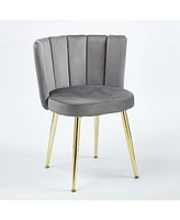 Modern Velvet Dining Chair (Set of 2) with Golden Legs