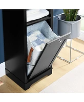 64" Bathroom Storage Cabinet with Laundry Hamper and Adjustable Shelves