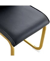 Elegant Arch Dining Chairs (Set of 8) - Black Pu, Gold Metal Legs