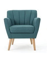Mid-Century Modern Club Chair with Birch Wood Legs and Channel Stitching