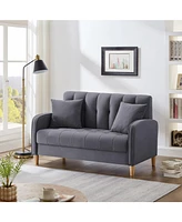 Modern Design Couch for Living Room Department Small Space Loveseat Smooth Velvet Upholstered Tufted Sofa Grey