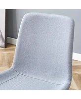Comfortable Dining Chair Set: Set of Six in Light Gray Linen-Cotton