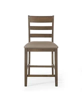 Farmhouse Upholstered Wood Counter Stools (Set of 2)