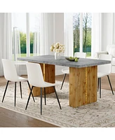 Cozy Modern Dining Set with 4 Curved Leather Chairs, 67x35