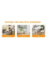 Light Gray Linen Dining Chairs (Set of 4) - Black Metal Legs