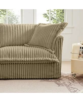 Camel Corduroy Armless Sofa with Pillows