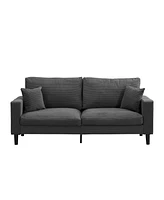 74" Sofa Bed, Wooden Frame 3 Seater, Modern Velvet Sofa Dark Grey