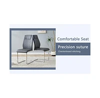 Black Marble Table and 4 Dark Gray Pu Chairs with Butterfly Legs