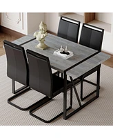 Grey Marble Dining Table and 4 Pu Chairs